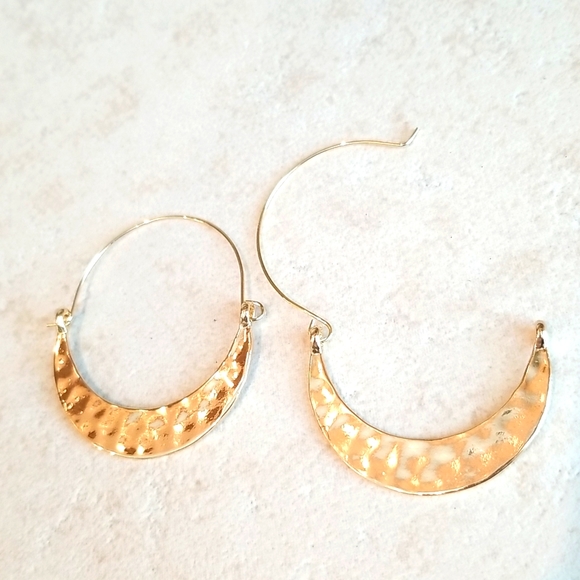 3 for $15 Textured Gold Hoop Earrings - Picture 5 of 6